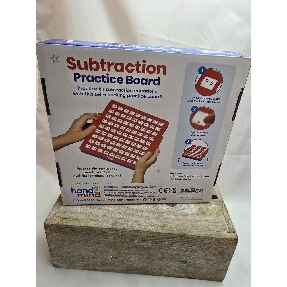 hand2mind Subtraction Practice Board Self Checking Math Learning Toy New Sealed